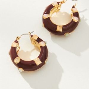 Gem-Encrusted Hoop Earrings NWT